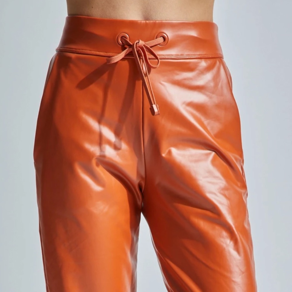 Leather Pants Orange Color New Unused Size Small - image 5